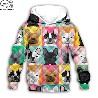 Kid Cartoon French bulldog print 3D hoodie Sweatshirt baby children clothing autumn coat toddler boy girl zipper cute shirt Pant