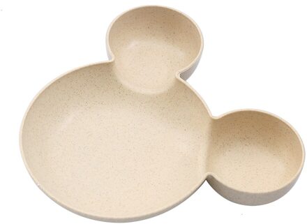 Kid Cartoon Muis Kom Gerechten Lunchbox Kind Baby Kinderen Baby Baby Rijst Voederen Kom Plastic Snack Plaat Servies Beige