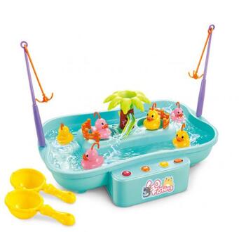 Kid Elektrische Muziek Roterende Water Vissen Slechte Ouder-kind Interactie Puzzel Speelgoed blauw 6 Ducks