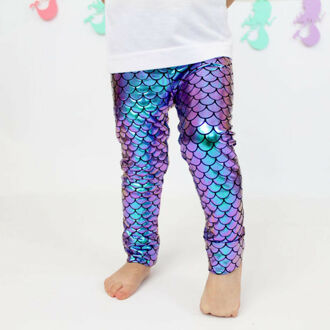 Kid Meisje Skinny Mermaid Shiny Vis Schaal Leggings Elastische Broek Potlood Broek 4 5 Years