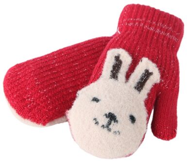 Kid Meisjes Jongens Winter Knit Lanyard Handschoenen Cartoon Patchwork Warm Houden Wanten Winter Kinderen Handschoenen Rekawiczki Dzieciece rood