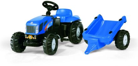 Kid New Holland traptractor met aanhanger Blauw