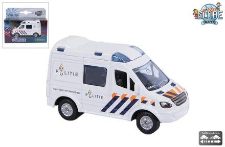 Kid's Globe pull back politieauto die-cast - 8 cm Blauw#Wit