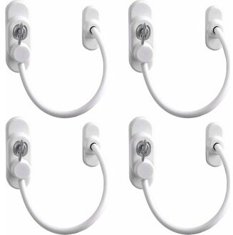 Kidmix Bedrade Pvc Venster Stalen Veiligheidsslot 4 Stuks Wit