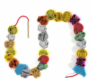 Kids 3D Puzzel Houten Speelgoed Cartoon Dieren Fruit Snoep Kleur Threading Spel Baby Baby Vroege Monterssori Educatief Puzzel Speelgoed fruits