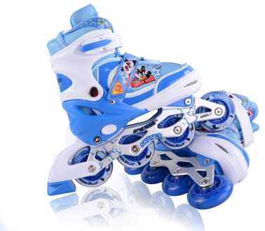 Kids 4 Wiel Rolschaatsen Pvc Verstelbare Flash Schaatsen Voor Kinderen Jongens Meisjes Inline Skates Jaar blauw / s
