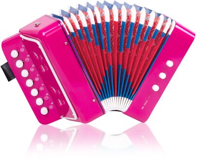 Kids Accordeon Mini Speelgoed Muziekinstrumenten 7 Toetsen Knop Roze Roos Rood Wit Voor Kind Kinderen Peuters Beginners Bourgondië