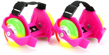 Kids Adult Gewoon Roller Schoenen Verstelbare Knipperende Rolschaatsen Kleurrijke Wervelwind Katrol Flash Wielen Hak Schaatsen Schoenen Roze