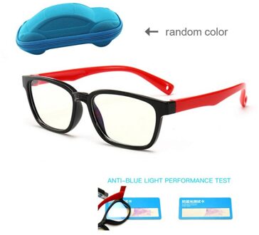Kids Anti-Blauw Licht Siliconen Bril Kinderen Soft Frame Goggle Vlakte Bril + Anti Blauw Licht Testkaart + Bril Case A02