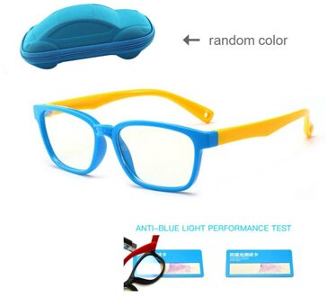 Kids Anti-Blauw Licht Siliconen Bril Kinderen Soft Frame Goggle Vlakte Bril + Anti Blauw Licht Testkaart + Bril Case A03