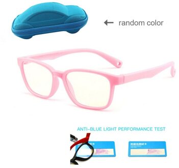 Kids Anti-Blauw Licht Siliconen Bril Kinderen Soft Frame Goggle Vlakte Bril + Anti Blauw Licht Testkaart + Bril Case A04