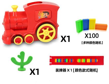 Kids Automatische Leggen Domino Baksteen Kleurrijke Domino Blokken Spel Domino Trein Auto Set Geluid Licht Educatief Diy Speelgoed 100stk rood