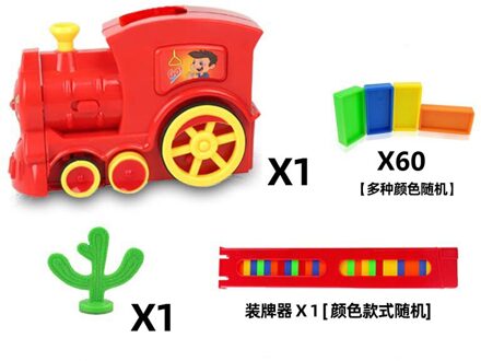 Kids Automatische Leggen Domino Baksteen Kleurrijke Domino Blokken Spel Domino Trein Auto Set Geluid Licht Educatief Diy Speelgoed 60stk rood