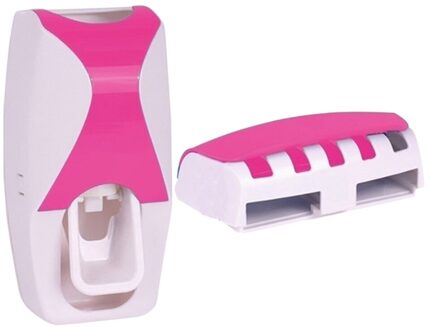 Kids Automatische Tandpasta Dispenser Tandenborstelhouder Set Hygiënische Economie roze
