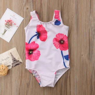 Kids Baby Girls Floral Printed Swimsuit Toddler Swimwear Swimming Suit One-piece Bikinis