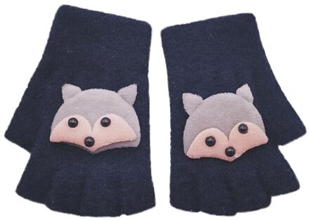 Kids Baby Jongen Meisje Leuke Warm Cartoon Patchwork Half Vinger Vingerloze Wanten Handschoenen Vingerloze Pols Wanten Vrouwelijke Handschoenen zwart