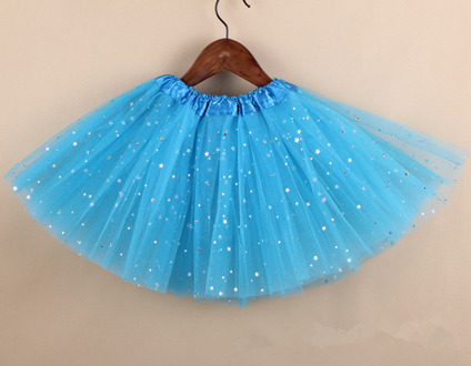 Kids Baby Star Glitter Dans Tutu Rok Voor Meisje Sequin 3 Lagen Tule Peuter Pettiskirt Kinderen Chiffon Zwarte Rokken lucht blauw
