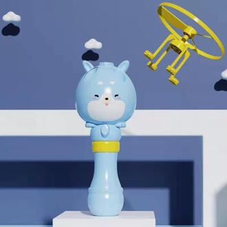 Kids Bamboe Libelle Bubble Machine Leuke Cartoon Stijgende Aerocraft Zeepbel Stok Blower Voor Kinderen Zomer Outdoor Speelgoed Blauw