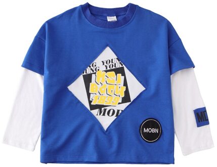 Kids Cool Blue Print Sweatshirt Shirt Tops Zwart Running Casual Hip Hop Broek Kleding Voor Meisjes Jongens Jazz Dans Kostuum kleding blauw tops / 140