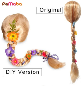 Kids Cosplay Equipment Elsa Braid Synthetic Hair Party Supply Girl Princesses Tiara Mermaid Anna Wig Comic Con Accessory Costume