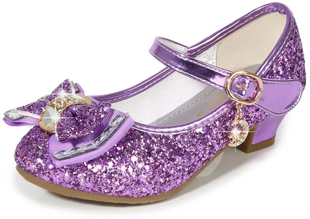 Kids dance shoes Princess Kids Leather Shoes for Girls Flower Casual Glitter Children High Heel Girls Shoes Butterfly Knot