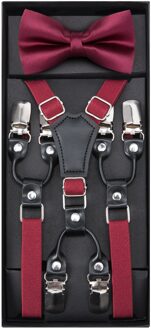 Kids Dark Red Bow Tie Elastische Jarretel Jongens Meisjes Wedding Party Verstelbare Jarretel Kinderen Lederen Y-Back Brace Riem diBanGu DH-018