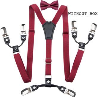 Kids Dark Red Bow Tie Elastische Jarretel Jongens Meisjes Wedding Party Verstelbare Jarretel Kinderen Lederen Y-Back Brace Riem diBanGu DJ-018