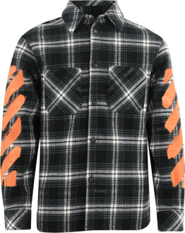 Kids diagonal check flannel shirt b Zwart - 116
