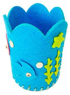 Kids Diy Craft Potlood Houder Kinderen Educatief Speelgoed Handwerk Creatieve Diy Non-woven Pen Houder Blauw