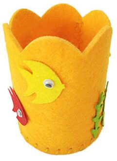 Kids Diy Craft Potlood Houder Kinderen Educatief Speelgoed Handwerk Creatieve Diy Non-woven Pen Houder geel