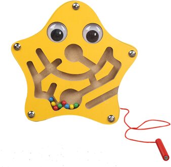 Kids Doolhof Speelgoed Kinderen Magnetische Houten Puzzel Spel Speelgoed Intellectuele Puzzel Board Vroege Educatief Houten Doolhof Speelgoed geel