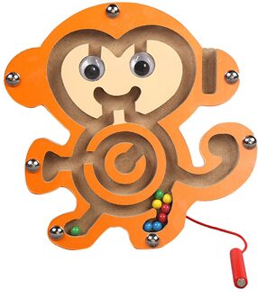 Kids Doolhof Speelgoed Kinderen Magnetische Houten Puzzel Spel Speelgoed Intellectuele Puzzel Board Vroege Educatief Houten Doolhof Speelgoed Oranje