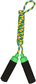 Kids fun Springtouw speelgoed met Foam handvat - groen touw - 210 cm - buitenspeelgoed