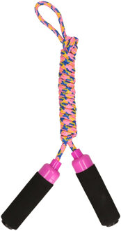 Kids fun Springtouw speelgoed met Foam handvat - roze touw - 210 cm - buitenspeelgoed