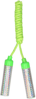 Kids fun Springtouw speelgoed met glitters - groen - 210 cm - buitenspeelgoed - Springtouwen