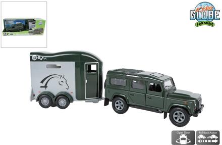 Kids Globe Land Rover met trailer 26cm groen
