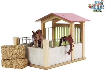 Kids Globe paardenbox 14x21,8x14cm 1:24 roze (excl. accessoires)