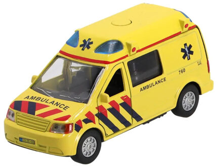 Kids Globe Speelgoed ambulance auto - pullback speelgoedauto - voorzien van licht en geluid
