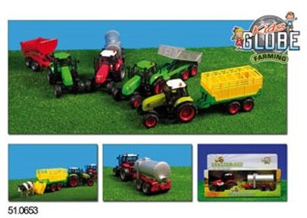 Kids Globe Tractor met aanhanger met licht en geluid Groen