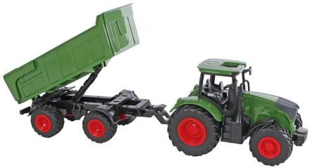 Kids Globe Tractor Met Trailer Freewheel 41cm Groen
