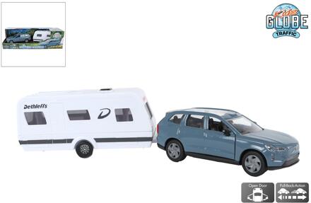 Kids Globe Volvo EX90 met caravan 30cm grijs