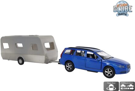 Kids Globe Volvo V70 met Dethleffs caravan 30cm