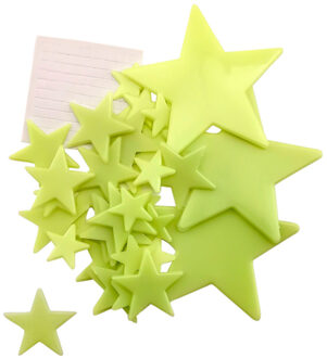 Kids Glow in the dark Sterrenstelsel - 50x stuks - kinderkamer - decoratie Fluor groen
