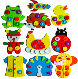 Kids Hand Zipper Button Teaching Kindergarten DIY Weave Cloth Montessori Toys for Children Teaching Aids Animal Button Math Toys