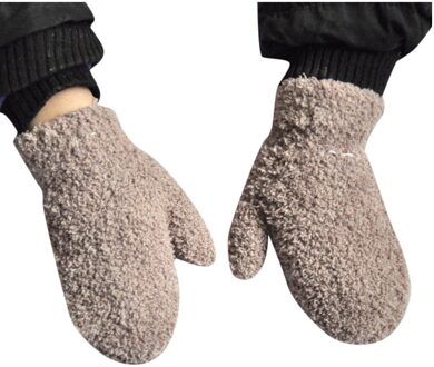 Kids Handschoenen 13*5.5Cm 1-4 Jaar Kinderen Winter Warm Gebreide Fluffy Warm Leuke Handschoenen Soft Volledige dikke Warm Houden In Koud Weer khaki