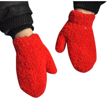 Kids Handschoenen 13*5.5Cm 1-4 Jaar Kinderen Winter Warm Gebreide Fluffy Warm Leuke Handschoenen Soft Volledige dikke Warm Houden In Koud Weer rood
