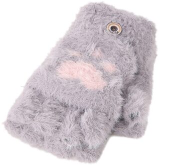 Kids handschoenen Pluizige en leuke Peuter Baby Winter Warm Knit Convertible Flip Top Hart Fleece Wanten Handschoenen Winter wanten donker grijs
