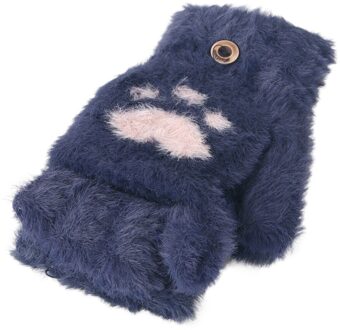 Kids handschoenen Pluizige en leuke Peuter Baby Winter Warm Knit Convertible Flip Top Hart Fleece Wanten Handschoenen Winter wanten marine