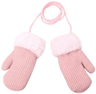 Kids Herfst Winter Gebreide Warme Handschoenen Meisjes Jongens Outdoor Winter Patchwork Warm Houden Wanten Handschoenen Bont Sneeuw Touw Handschoenen Zwart D 2-4 Years kids
