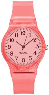 Kids Horloge Kinderen Quartz Horloges Horloge Jelly Voor Meisje Een Jongen Klokken Sport Baby Student Transparante Plastic Kids Horloge rood